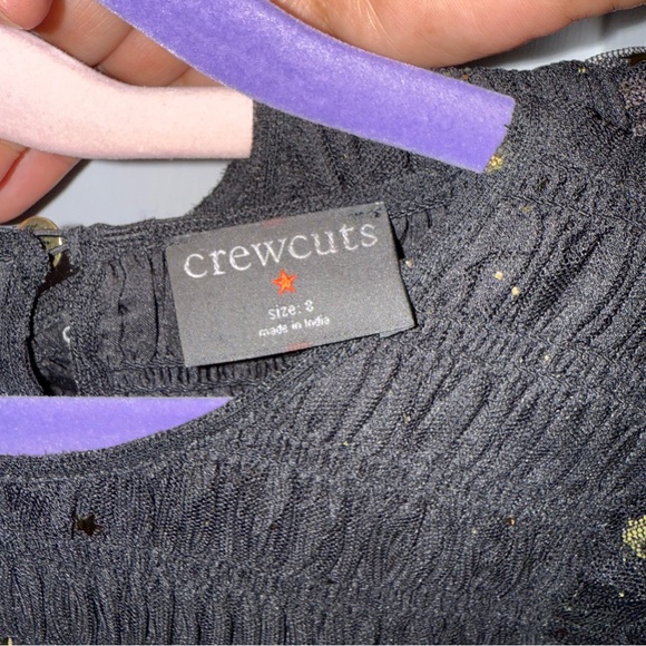 J. Crew Crew Cuts Size 8 Black Star flutter-sleeve dress with metallic foil New! - Picture 7 of 7